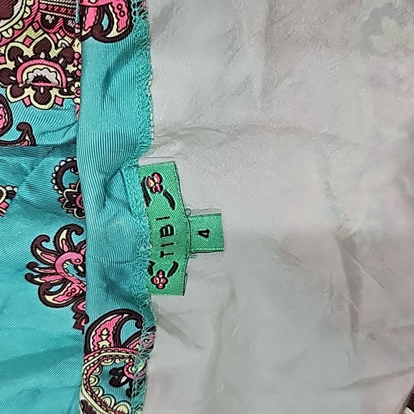 Tibi Paisley Skirt, draw string skirt Size 4 with slide hooks Green Pink brown - Picture 2 of 11